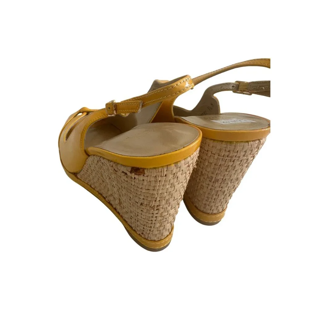 STUART WEITZMAN Yellow Patent Leather Wedges Size 9.5 - Picture 7 of 10